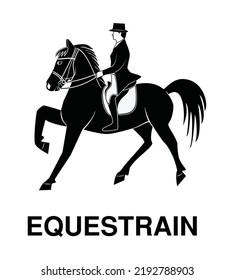 Line art vector of smart horse rider or equestrain drawing in black and white