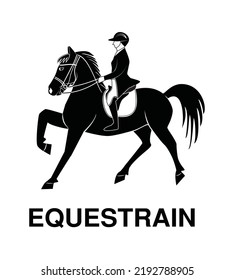 Line art vector of smart horse rider or equestrain drawing in black and white