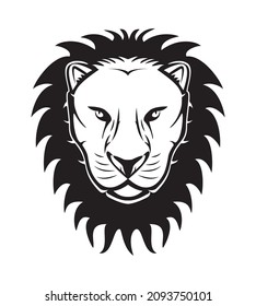 Vector de arte de línea de la cara de León inteligente