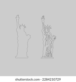 Line art vector of the Statue of Liberty in New York City.