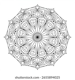 line art vector style coloring page mandala design 
