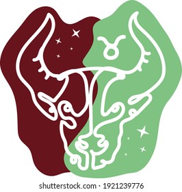vector de arte de línea Signo de horóscopo Taurus en doce zodiacs con fondo de estrellas.