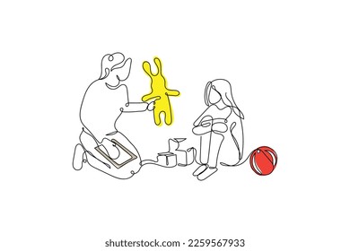 Line art vector of a teacher helping the student understand basic concepts. Teachers day art. Teacher and student bonding concept. Hand drawn doodle of mentorship. Psychology concept.