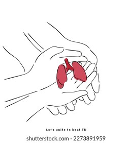 line art vector of tuberculosis awareness art. Together we can beat TB.