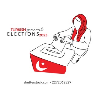 Line art vector of Turkish general elections concept art. 