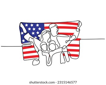 line art vector of us independence day. America independence day print.