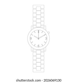 Line Art Vector Watch isolated on white background. adjustable stroke