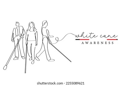 Line art vector. White cane awareness. Hand drawn doodles. svg