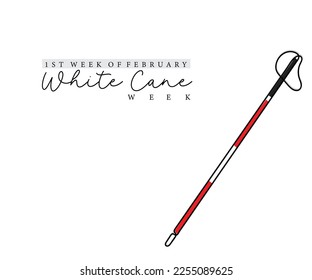 Line art vector. White cane awareness. Hand drawn doodles. svg