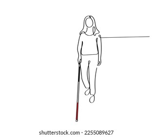 Line art vector. White cane awareness. Hand drawn doodles.