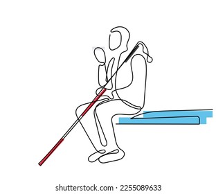 Line art vector. White cane awareness. Hand drawn doodles.
