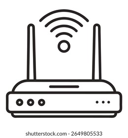 Line art vector of wi-fi router on white background.