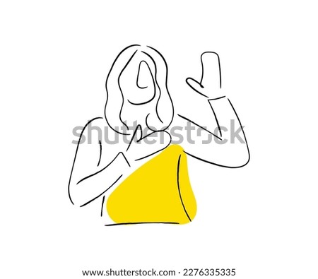 line art vector of a woman taking oath. Conscience concept art. Morality compass check in corporate settings and in daily life affairs.