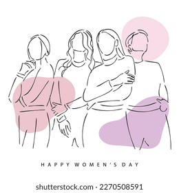 Line art vector of woman. Women's day art. Isolated women doodles. Empowerment And women solidarity concept. 