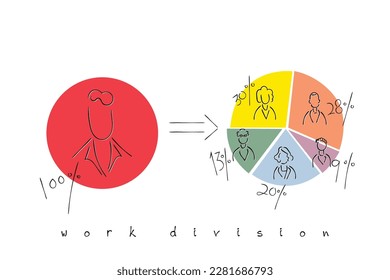 vector de arte de línea de división de trabajo en una corporación.