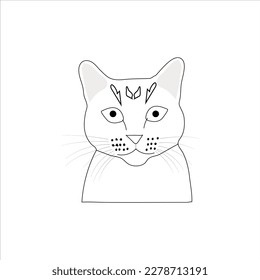 A line art vector work of pretty cat