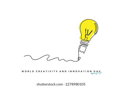 Line art vector of world creativity and innovation day concept. have courage and be creative. 
