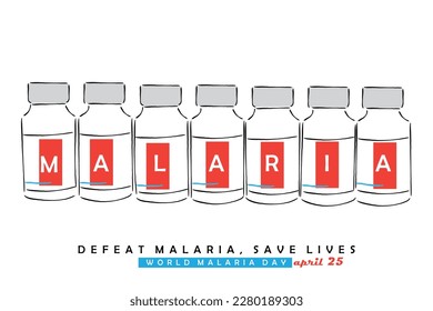 line art vector of world malaria day. With care and precautions defeat malaria and dengue. 
