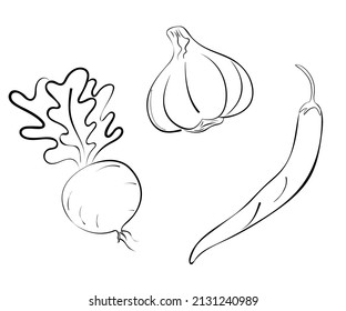 Line art, vegetables Drawing, potato Drawing, caret Vegetables, Hand draw vegetables vector material Vector Food download