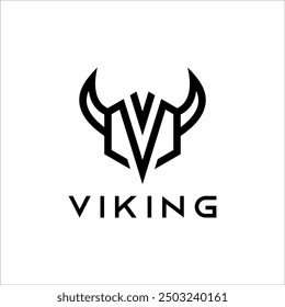 line art Viking logo vector