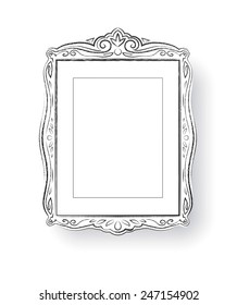 Line art. Vintage baroque  frame. Vector illustration. Isolated.