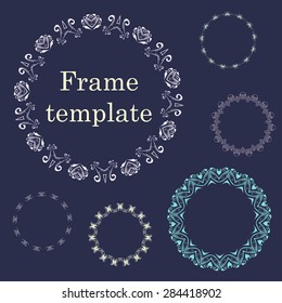 Line art vintage frames. Set of frames. Vector elements