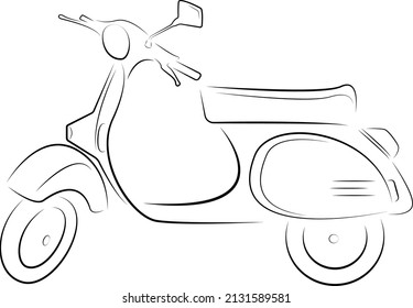 Line Art Vintage Scooter Black White Stock Vector (Royalty Free ...