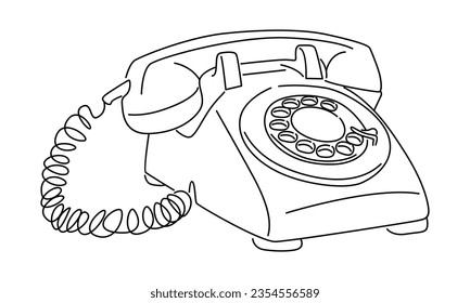 line art of Vintage telephone old style