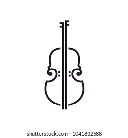 Line Art Violin Viola Fiddle Cello with bass Clef music note instrument logo design inspiration