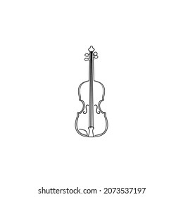 Line Art Violin Viola Fiddle Cello with bass Clef music note instrument logo design inspiration