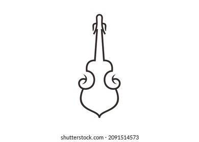 Line Art Violin Viola Fiddle Cello bass Clef music note instrument logo design inspiration