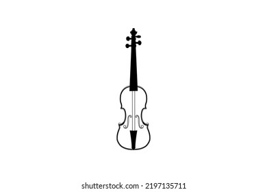 Line Art Violin Viola Fiddle Cello bass Clef music note instrument logo design inspiration