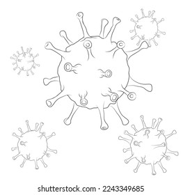 line art virus sketch image for coloring page
