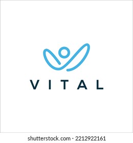 line art vital logo design vector
