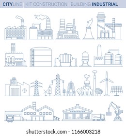 Line ART vol 2. Original Line art Vector Illustration Collection of Industrial Bulidings and Structures