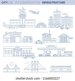 Line ART vol 3. Original Line art Vector Illustration Collection of Important infrastructure and public Bulidings.