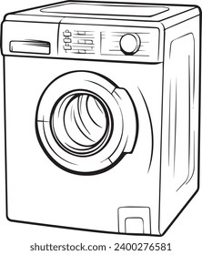 Line art Washing machine coloring book page design