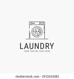 Line art washing machine logo vector illustration design
