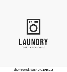 Line art washing machine minimalist logo vector illustration design