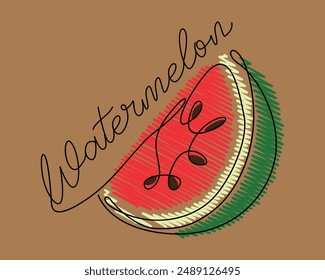 Linienkunst einer Wassermelone
