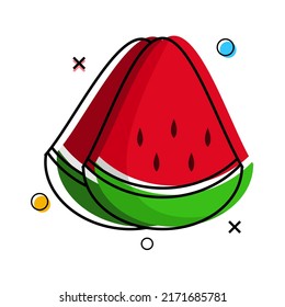 line art watermelon fruit flat design. vector illustration
