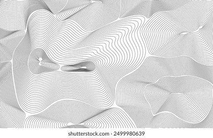 Fondo abstracto monocromo ondulado y geométrico de la línea del arte blanco y negro