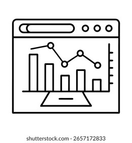 Line art a website analytics dashboard with graphs charts vector