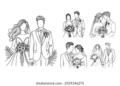 Linha Art Casal Casal Foto Romance Intimamente Preto e Branco Ilustração Mão Desenhado Clipart