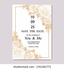 line art wedding invitation card template