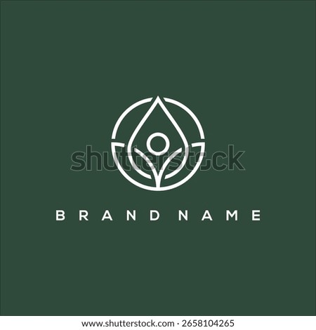 line art Wellnes in circle logo vector