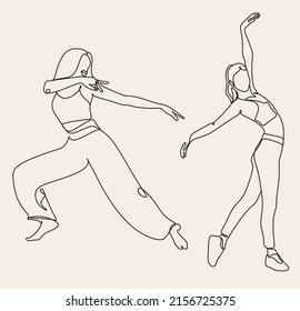 Line art wellness dancing woman. minimalist modern Line drawing Female dance