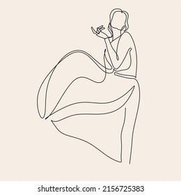 Line art wellness dancing woman. minimalist modern Line drawing Female dance