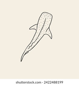 Line art whale shark illustration