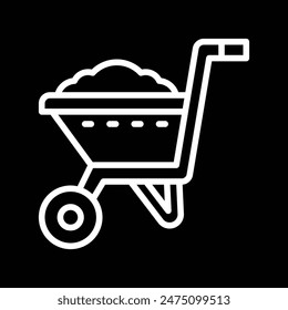 Line Art Wheelbarrow with Dirt Icon